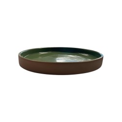 Assiette plate en terre cuite émaillée vert foncé ESPIEL 2,5x21x21 cm
