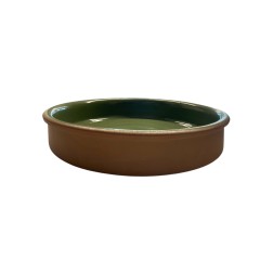 Plat rond en terre cuite émaillée vert foncé ESPIEL 4x21,5x21,5 cm