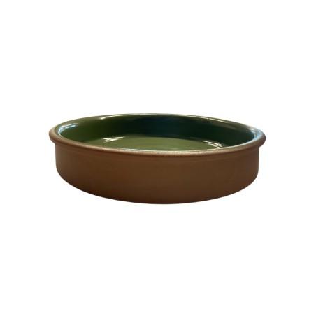 Plat rond en terre cuite émaillée vert foncé ESPIEL 4x21,5x21,5 cm