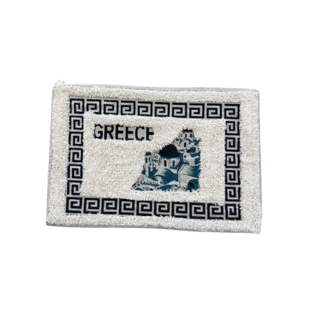 Tapis de bain en coton motif île grecque 60x40 cm