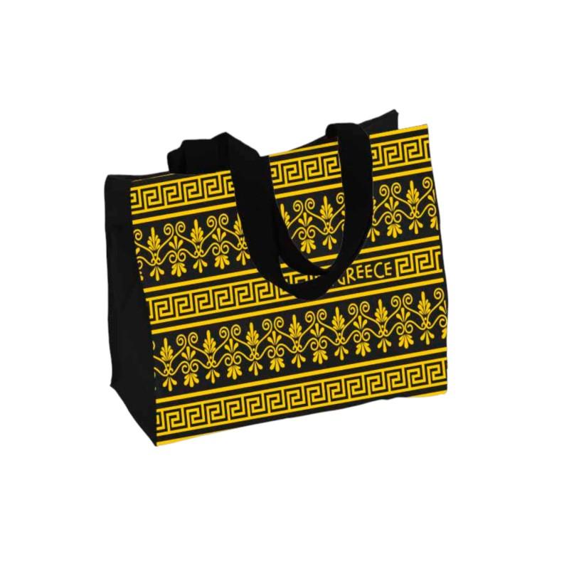 Sac cabas grec motif méandre noir et or ANCIENT GREECE