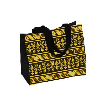 Sac cabas grec motif méandre noir et or ANCIENT GREECE