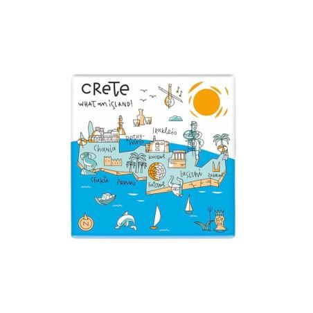 Dessous de verre céramique Crète carte illustrée WHAT A BRAND