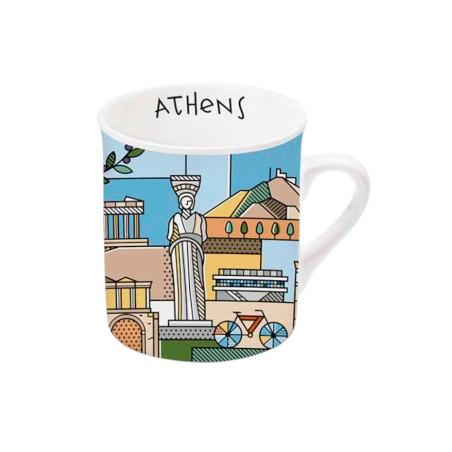 Tasse pour café grec porcelaine type espresso motifs Athènes WHATATHENS 100 ml