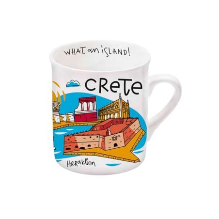 Tasse pour café grec porcelaine fine motifs Crète Heraklion type espresso CRETE 100 ml