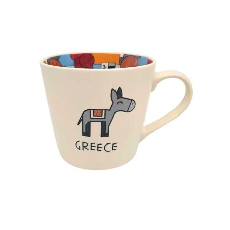 Mug en porcelaine illustré – Âne grec & décor intérieur coloré WHAT A BRAND 350 ml