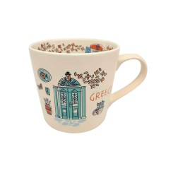 Mug en porcelaine illustré kafeneio de Grèce WHAT A BRAND 350 ml