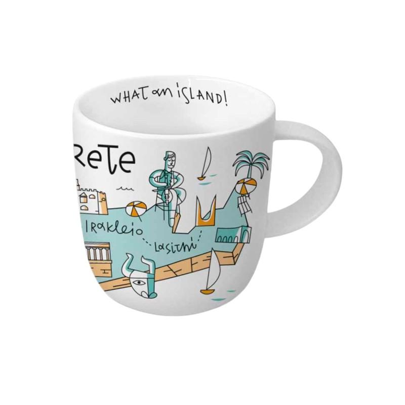 Mug en céramique illustré carte de Crète WHAT A BRAND