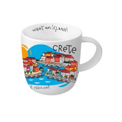 Mug en céramique illustré Agios Nikolaos Crète WHAT A BRAND 330 ml