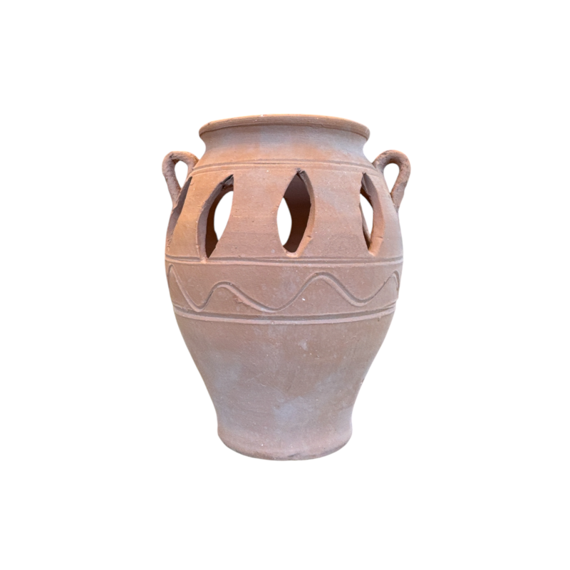 Photophore fotistiko en terre cuite artisanale de Crète moyen KRITIKA CERAMICA 20 cmX15 cm