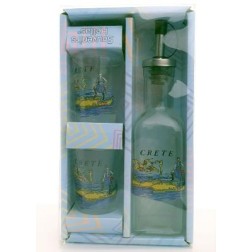 Coffret cadeau avec 1 bouteille 100 ml et 2 verres de raki de Crète