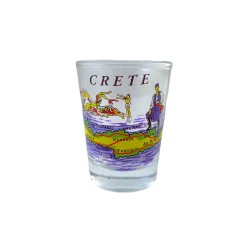 Verre de raki avec la Crète avec un fond bleu 6 cm