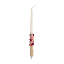 Bougie de Pâques artisanale de Grèce décorée de boutons et dentelle - Lambada 42 cm