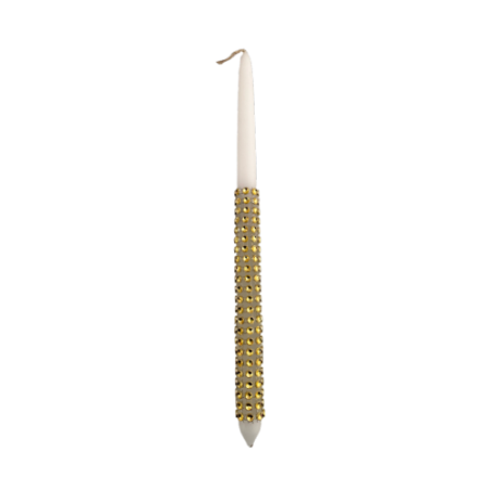 Bougie de Pâques artisanale de Grèce décorée à la main avec strass dorés - Lambada 42 cm