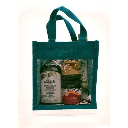 Sac de toile de jute Bleu foncé avec fenêtre20X13X20