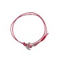 Bracelet rouge-blanc avec ancre marine argenté ajustable - Martaki