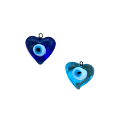 Pendentif breloque mauvais Œil en forme de cœur en verre 1.8x1.8 cm différentes couleurs