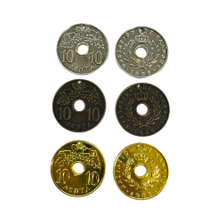 Pièce grecque "10 Lepta" 34 mm differentes couleurs