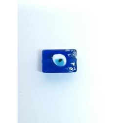 Œil bleu en forme de rectangle en verre 1.8x1.2 cm