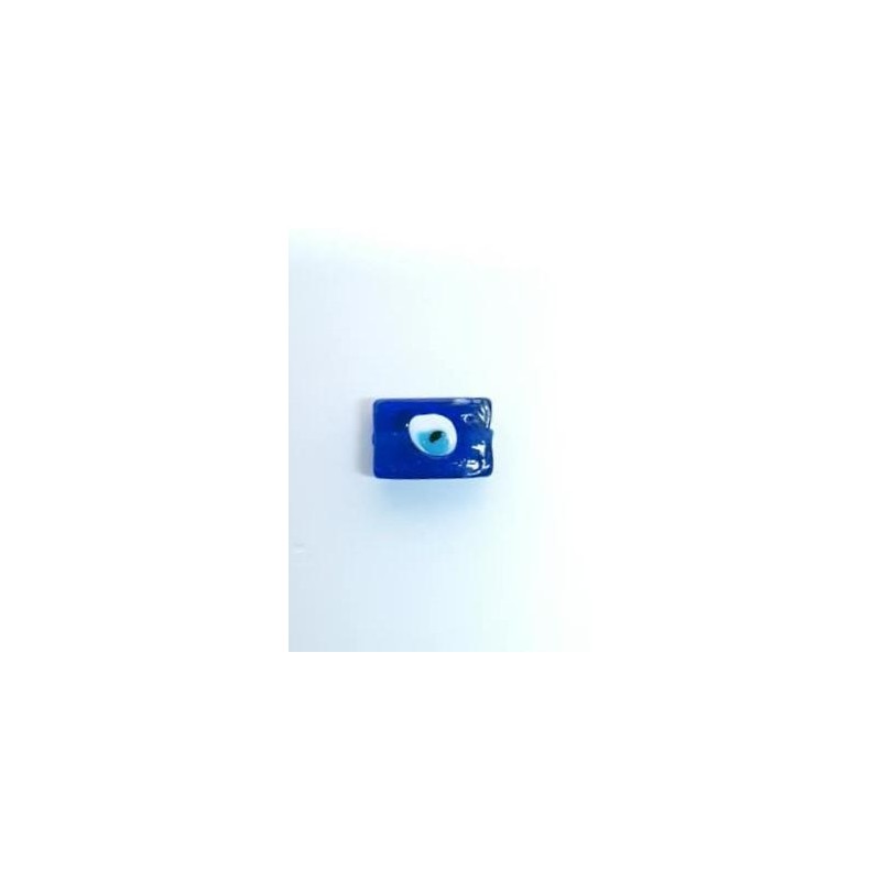 Œil bleu en forme de rectangle en verre 1.8x1.2 cm