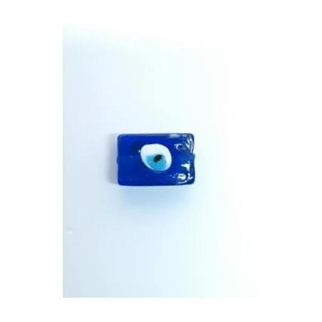 Œil bleu en forme de rectangle en verre 1.8x1.2 cm