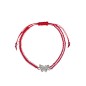 Bracelet tressé rouge-blanc avec un papillon argenté ajustable - Martaki