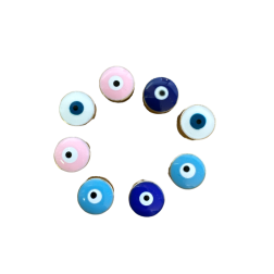Perle-Pendentif Œil grec rond émaillé métal or 1,15 cm differentes couleurs