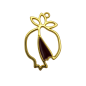 Pendentif grenade métallique en or et rouge avec 3 feuilles 5 cm