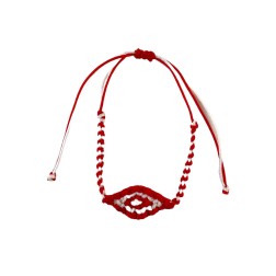 Bracelet tressé rouge-blanc avec motif triangle ajustable - Martaki