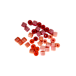 Lot de 10 perles cylindriques rayées 0,9 x 1,1 cm - 3 couleurs disponibles