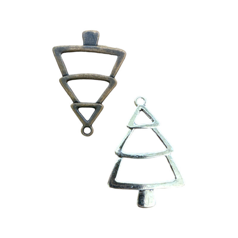 Pendentif en forme de sapin de Noël métallique 40x28 mm