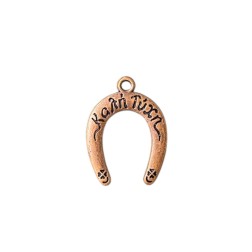 Pendentif fer à cheval métal bronze "Kali Tichi Bonne chance" 2.5x2cm