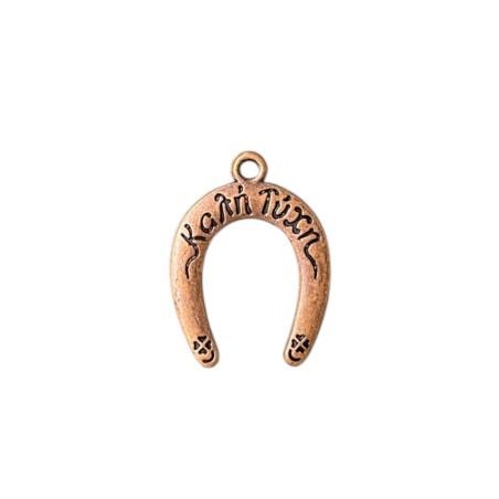 Pendentif fer à cheval métal bronze "Kali Tichi Bonne chance" 2.5x2cm