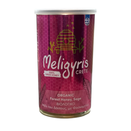 Miel forestier crétois BIO à la sauge en pot métallique MELIGYRIS 400 g