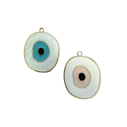 Pendentif œil grec émaillé en métal, 3.2 x 4.2 cm, différentes couleurs