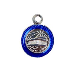 Pendentif émaillé bleu-argent "Le Parthénon" 1,9 x 2,4 cm