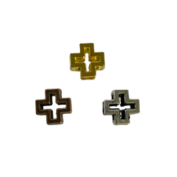 Lot de 5 croix métalliques 3D de 1x1 cm avec trou de 7 mm x 2,5 mm différentes couleurs