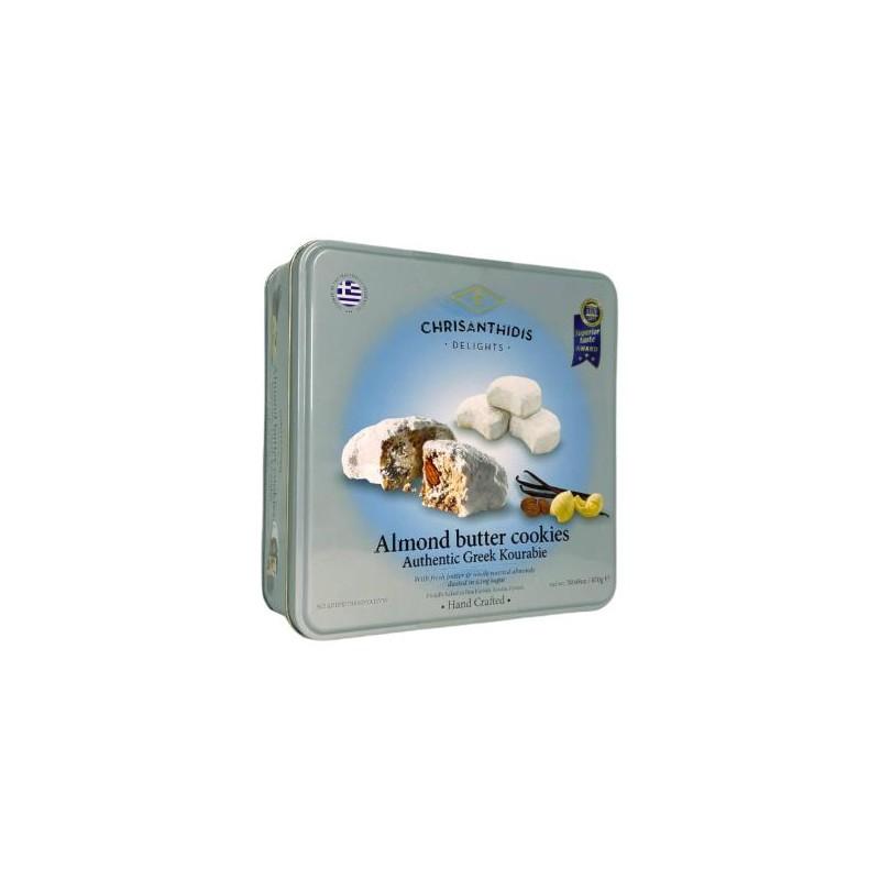 Kourabiedes grecs aux amandes CHRISANTHIDIS en boîte métallique 870 g