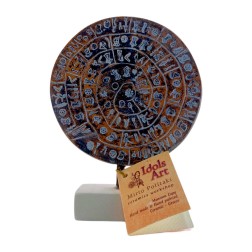 Disque de Phaistos en terre cuite fait main IDOLS ART diamètre 13.5 cm