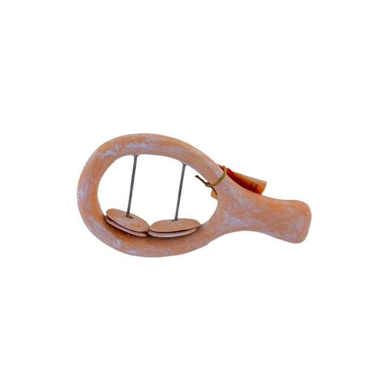 Mini 'sistro' (hochet) en terre cuite fait main IDOLS ART 14 cm 1800 av. JC
