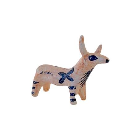 Taureau mycénien orné de pâquerettes en terre cuite fait main IDOLS ART 6cmx4.5c