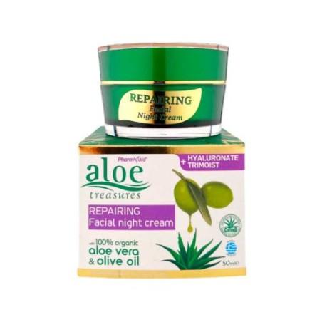 Crème de nuit anti-rides réparatrice à l'aloe vera et à l'huile d'olive 50 ml