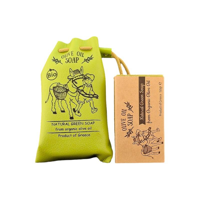 Savon naturel à l'huile d'olive BIO SPANAKIS 150 g et son pochon