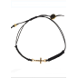 Bracelet grec ajustable en cordon tressé noire et croix en strass noirs