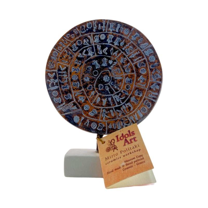 Disque de Phaistos en terre cuite fait main IDOLS ART diamètre 11 cm