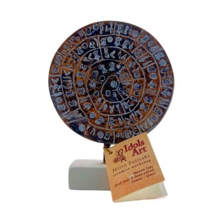 Disque de Phaistos en terre cuite fait main IDOLS ART diamètre 11 cm