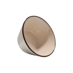 Bol céramique bleu/beige liseré marron 13.10x6.90 cm