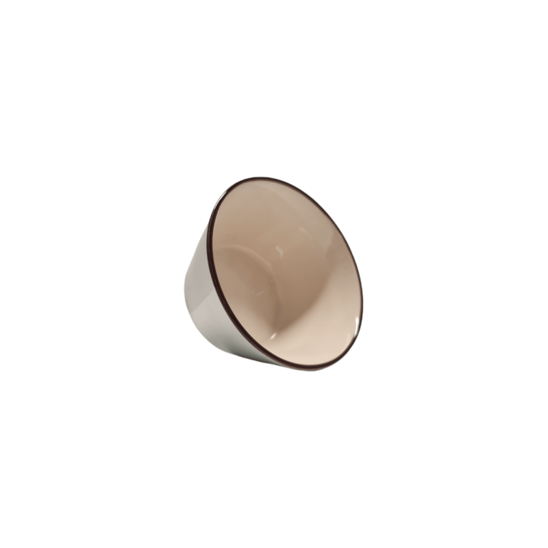 Bol céramique bleu/beige liseré marron 13.10x6.90 cm