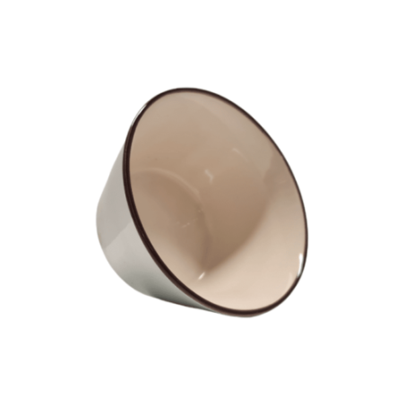 Bol céramique bleu/beige liseré marron 13.10x6.90 cm