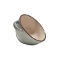 Bol céramique bleu/beige liseré marron avec 2 poignées 10.8/14.5x6 cm